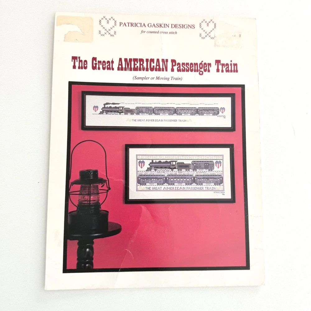 Lot 2 Vintage Cross Stitch Pattern Books Amish Train Americana‎ Sampler